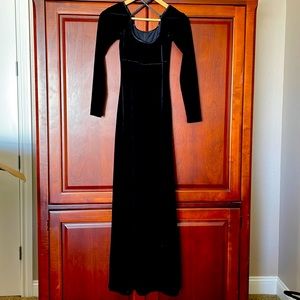 Black velvet long dress long sleeve Scott McClintock